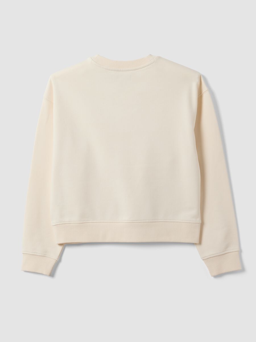 White cotton-blend crew-neck sweatshirt, regular fit_6