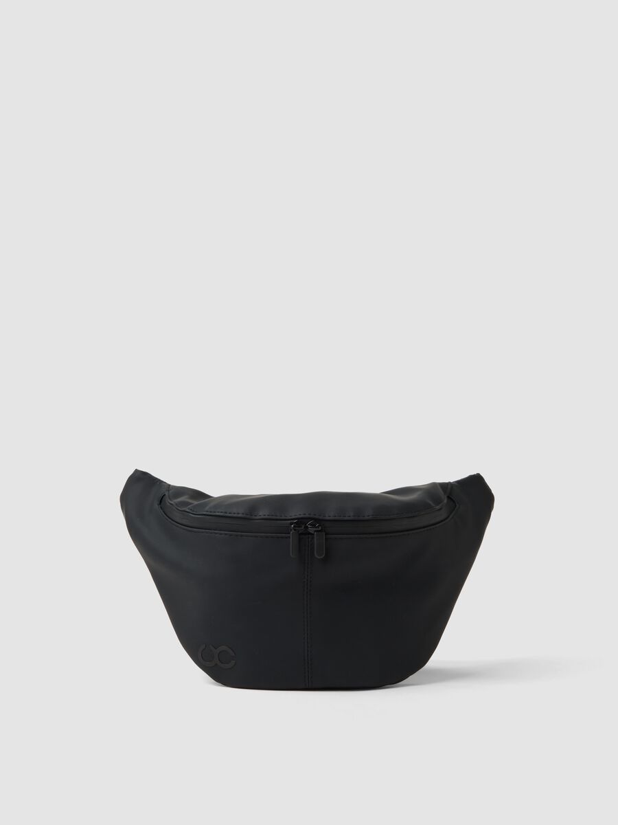 Black bum bag with adjustable belt and zip_0