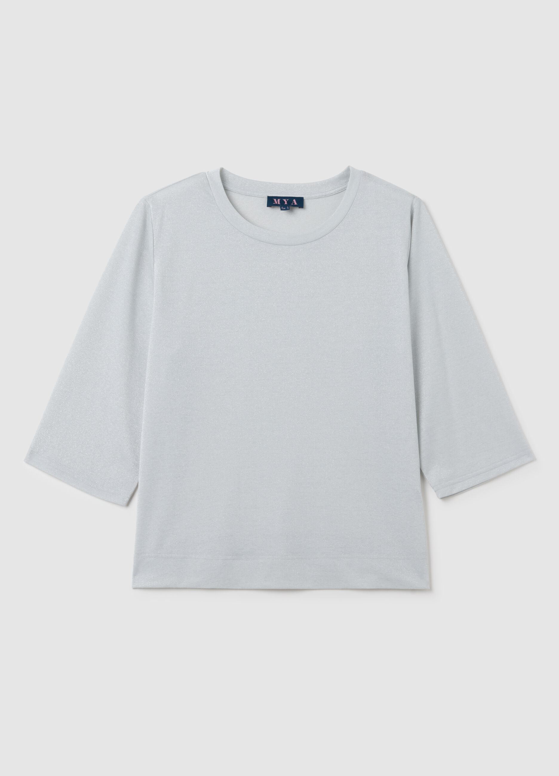 Grey stretch fabric regular fit t-shirt