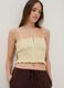 Yellow pure cotton tank top with ruched finish_0
