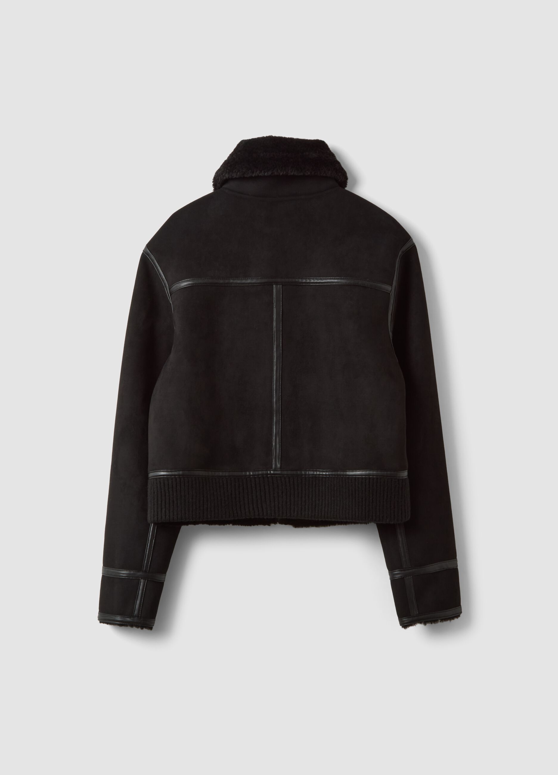 Black stretch-fabric jacket with zip