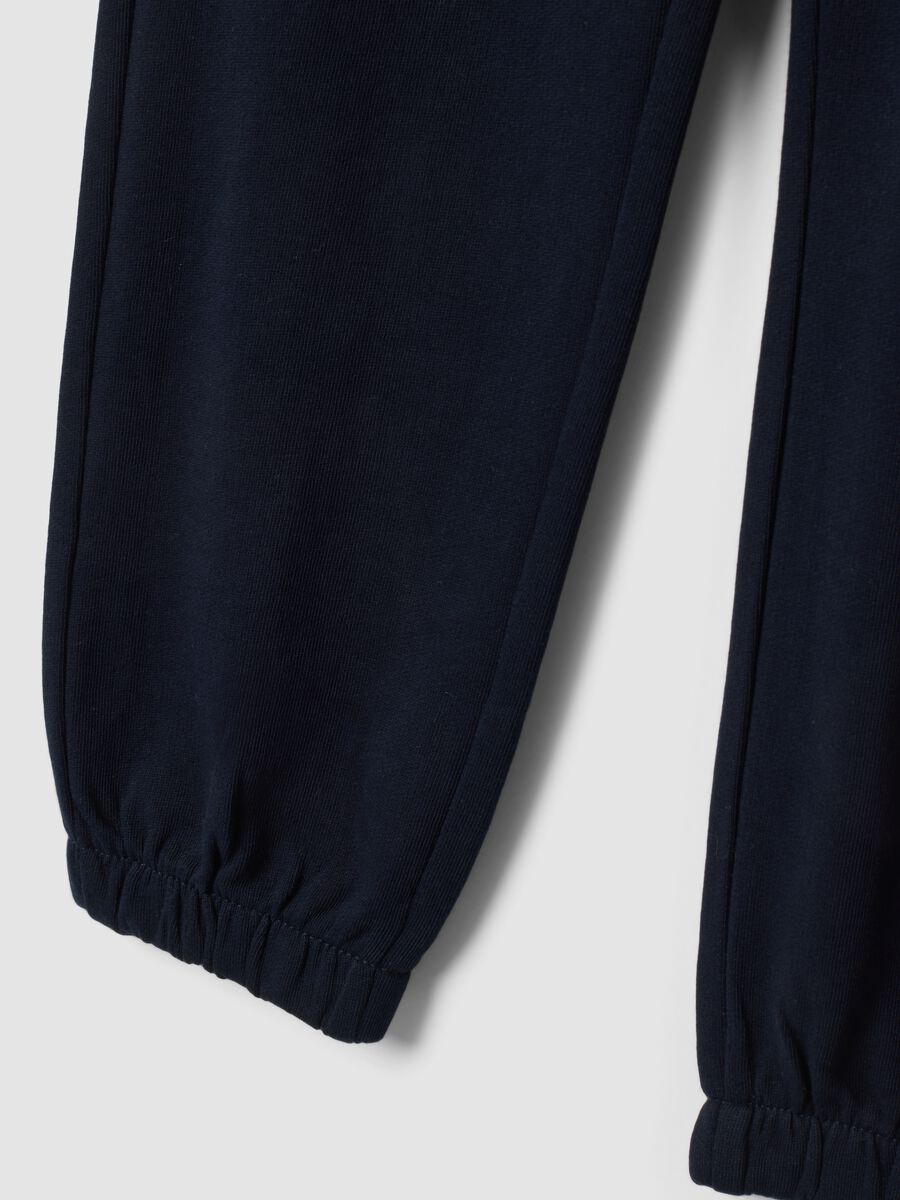 Blue cotton and viscose blend jogger trousers_3