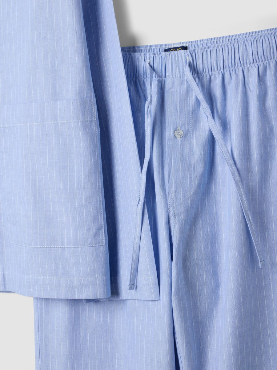 Blue striped pyjamas in pure organic cotton with collar_5
