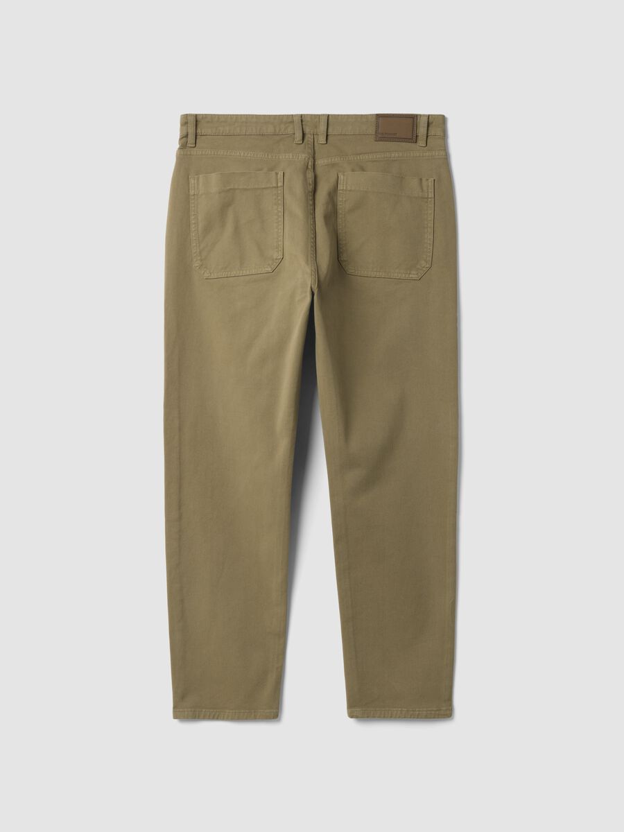 Beige carrot-fit stretch cotton twill trousers_2