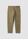 Beige carrot-fit stretch cotton twill trousers_2