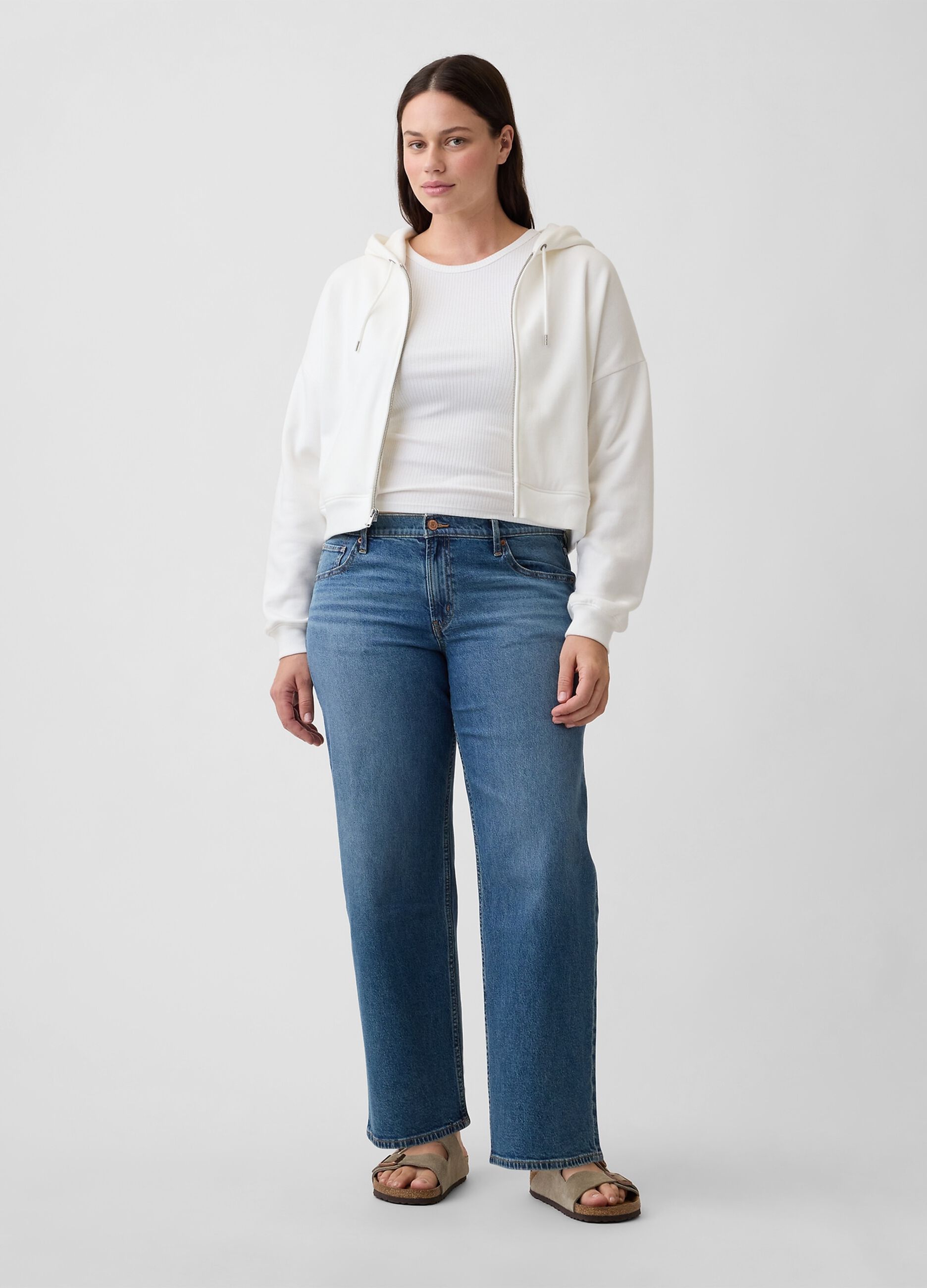 Stretch cotton wide-leg denim jeans