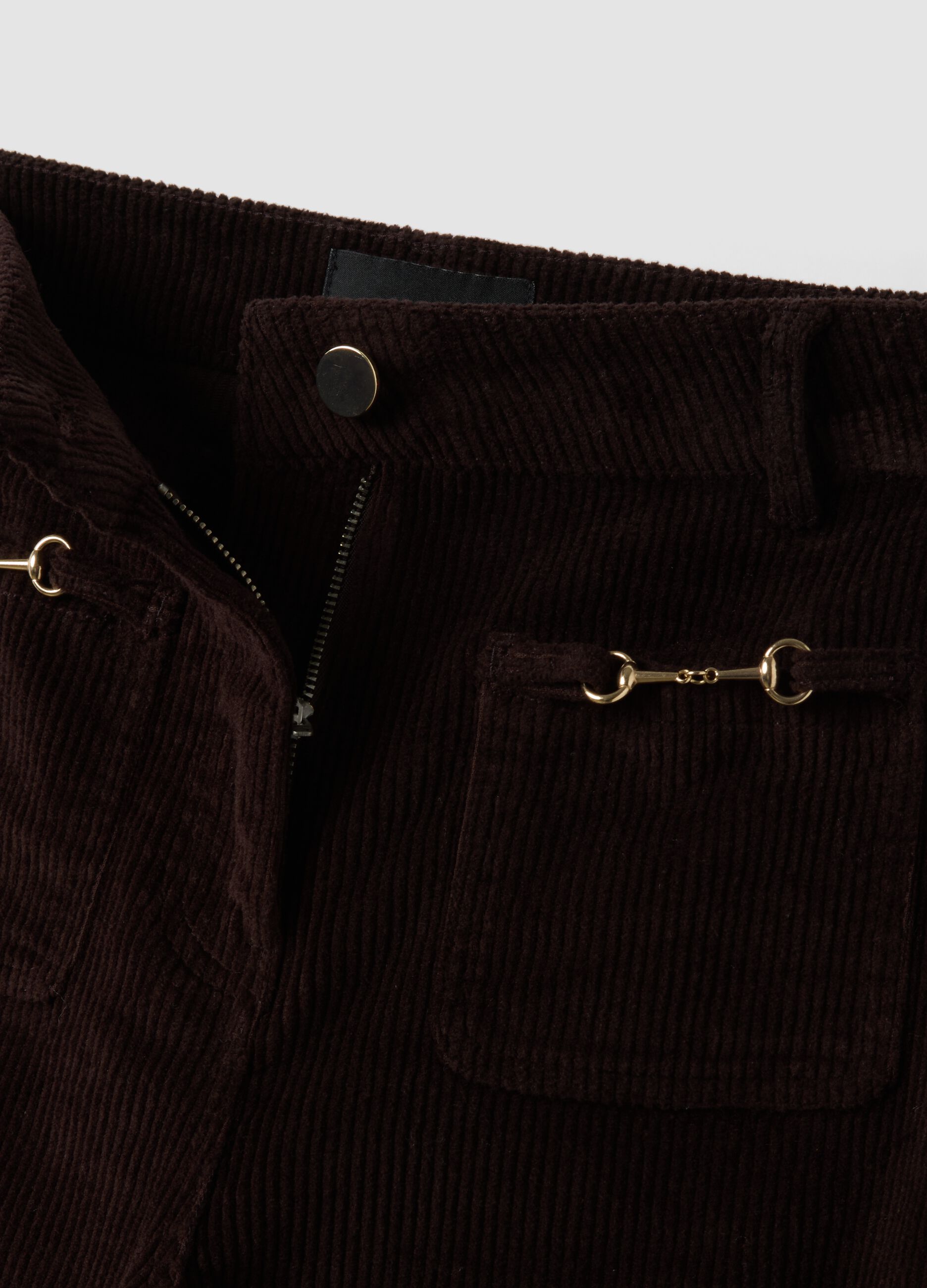 Brown flared ribbed stretch-cotton trousers