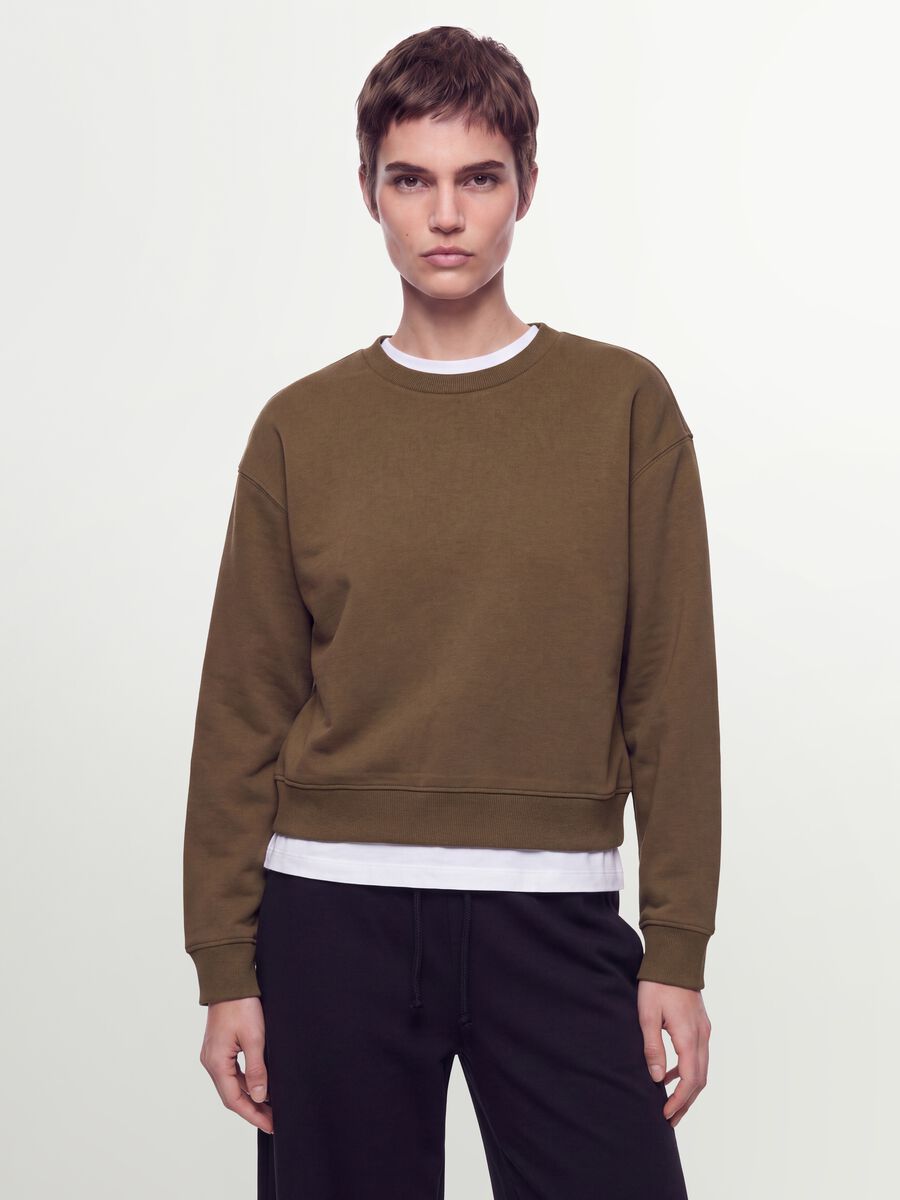 Green regular-fit crew-neck cotton-blend sweatshirt_0