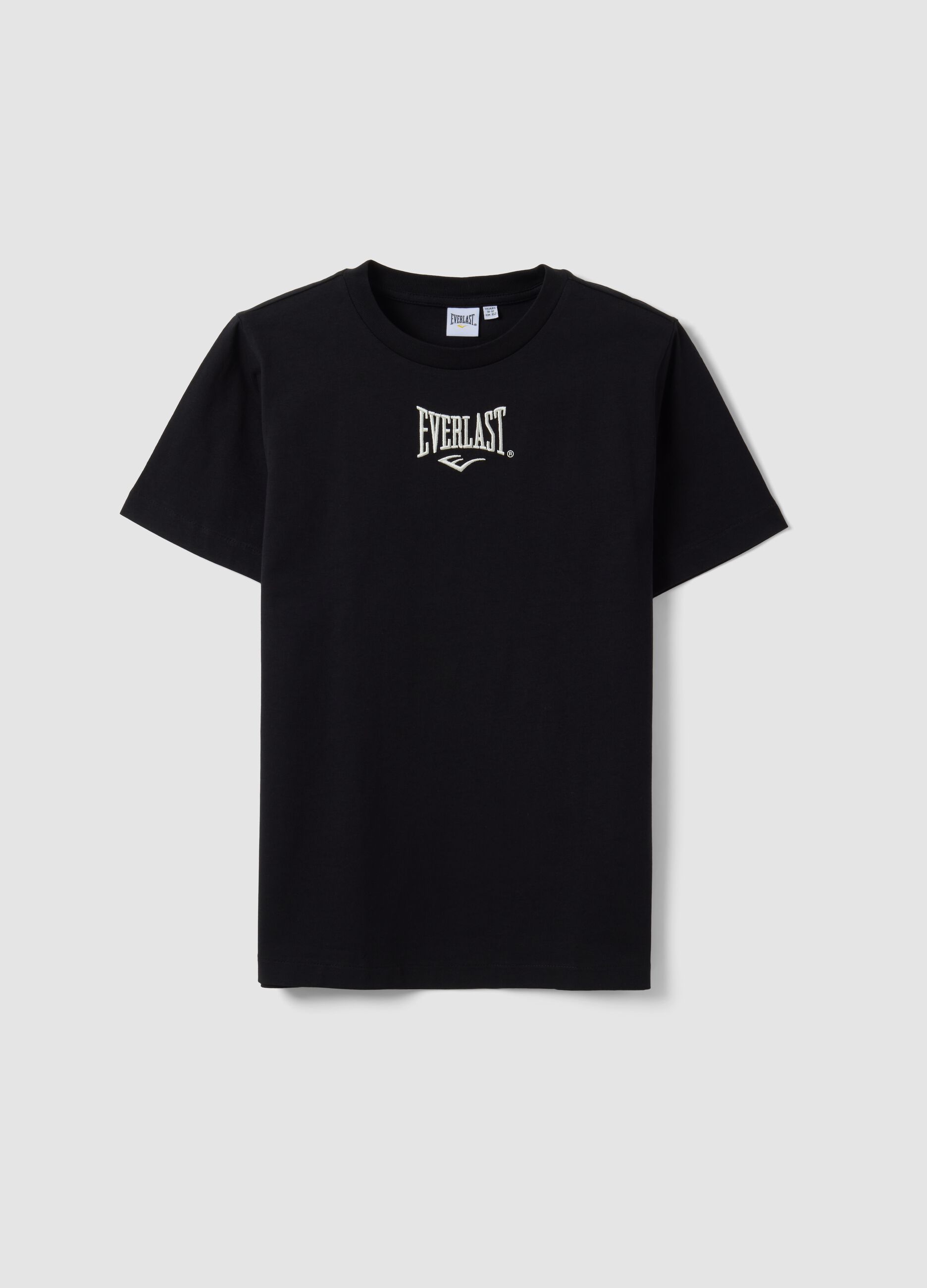 Black pure cotton logo T-shirt, regular fit, for boys