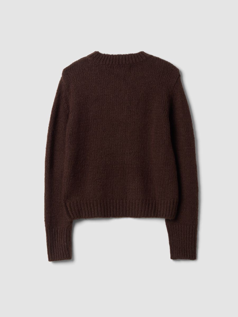Brown crew-neck cable-knit wool-blend jumper, regular fit_2