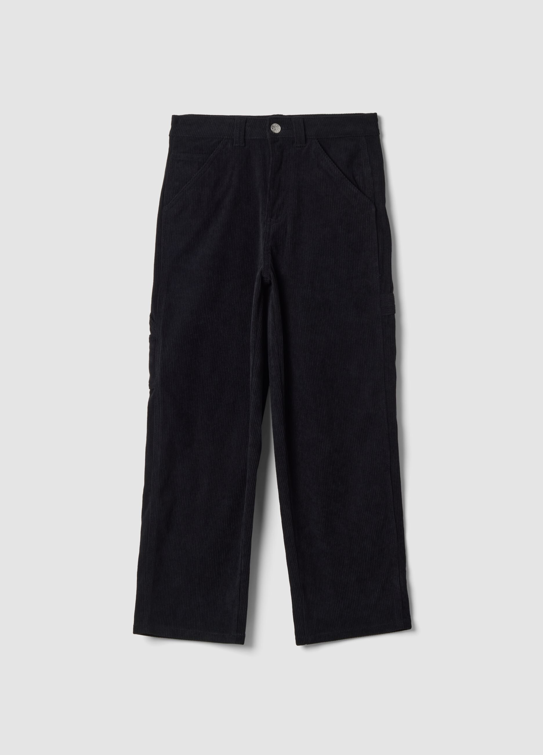 Pantaloni carpenter neri a coste over fit