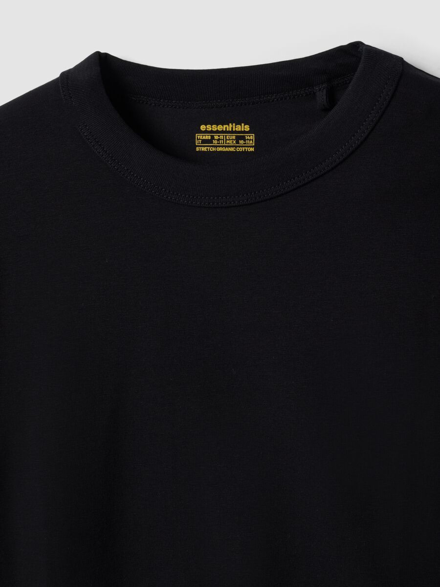 Black regular-fit stretch organic cotton T-shirt for boys_6