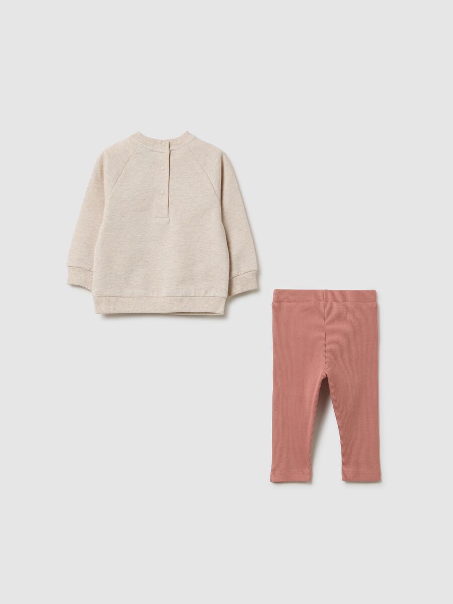 Girls' beige and pink pure cotton top and trousers set_1