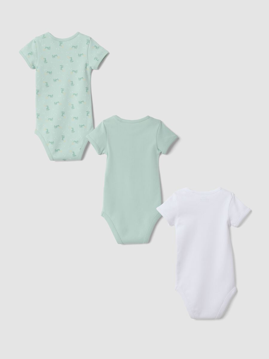 3-pack of green and white organic cotton baby bodysuits_1