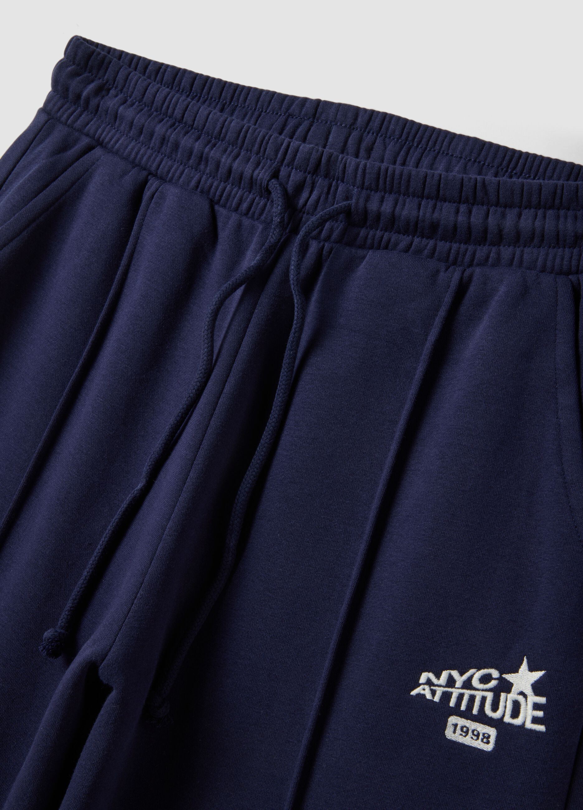 Blue cotton-blend straight-fit joggers