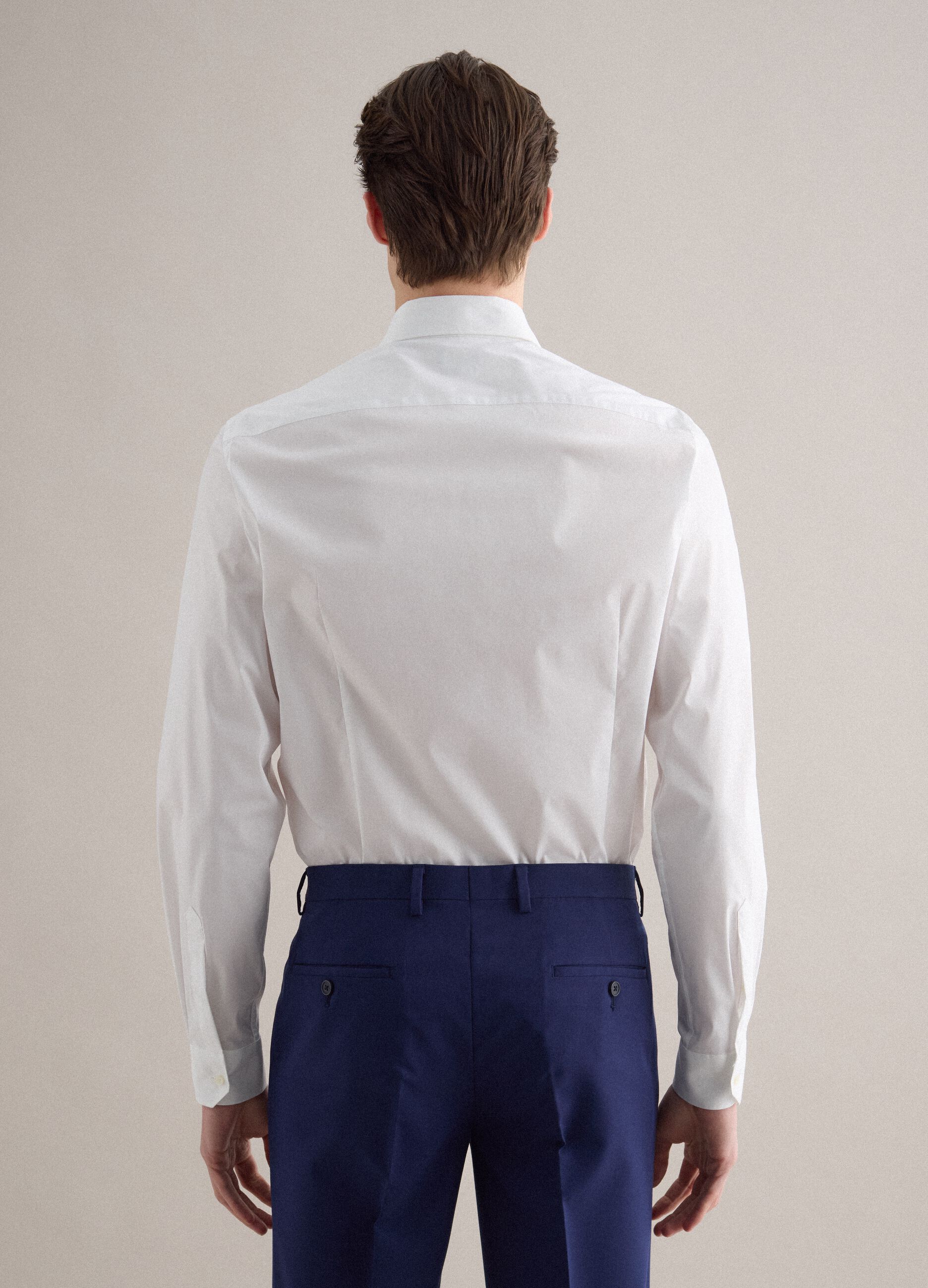 White slim fit stretch cotton shirt
