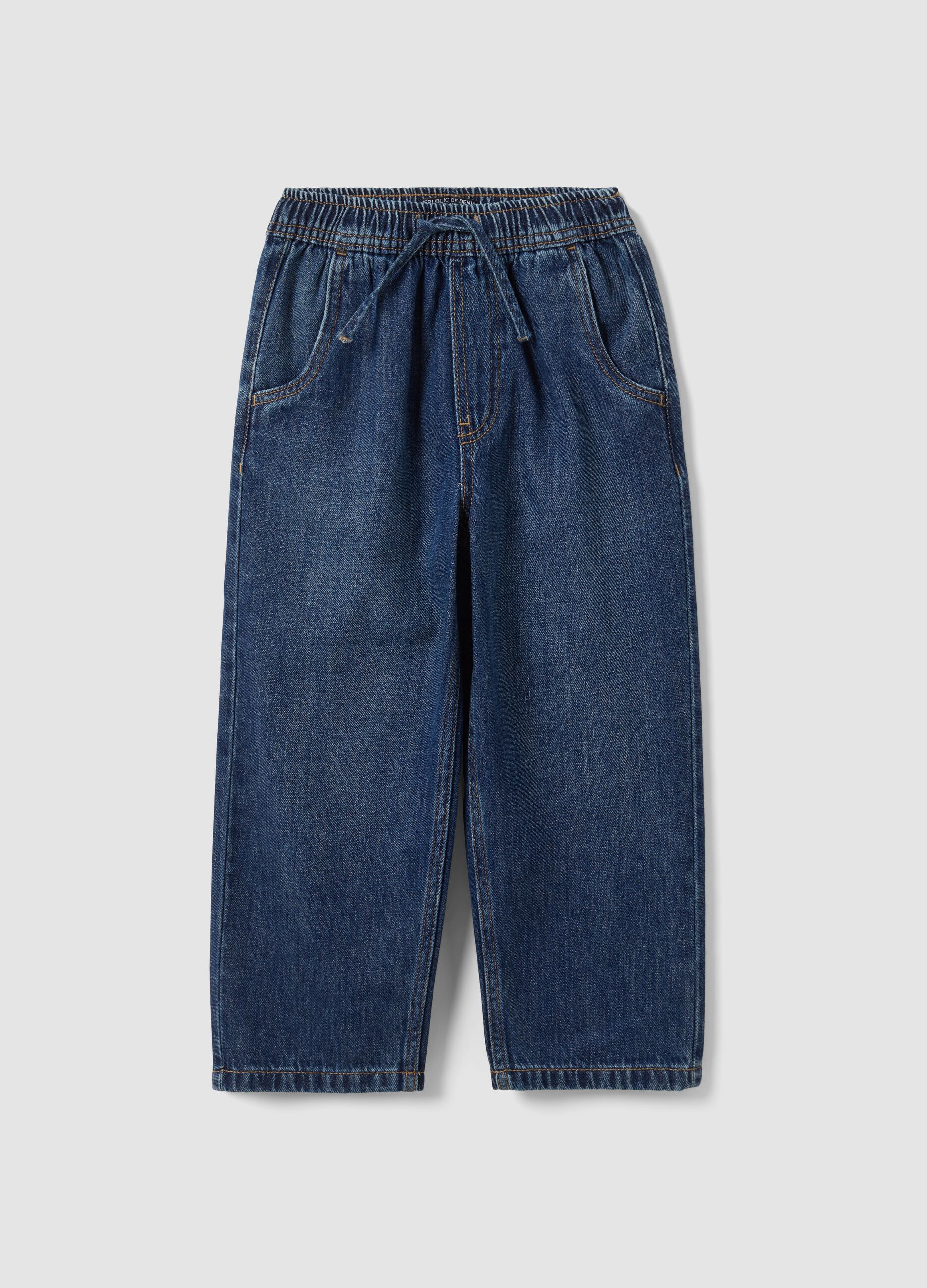 Navy cotton-viscose blend joggers with drawstring for boys