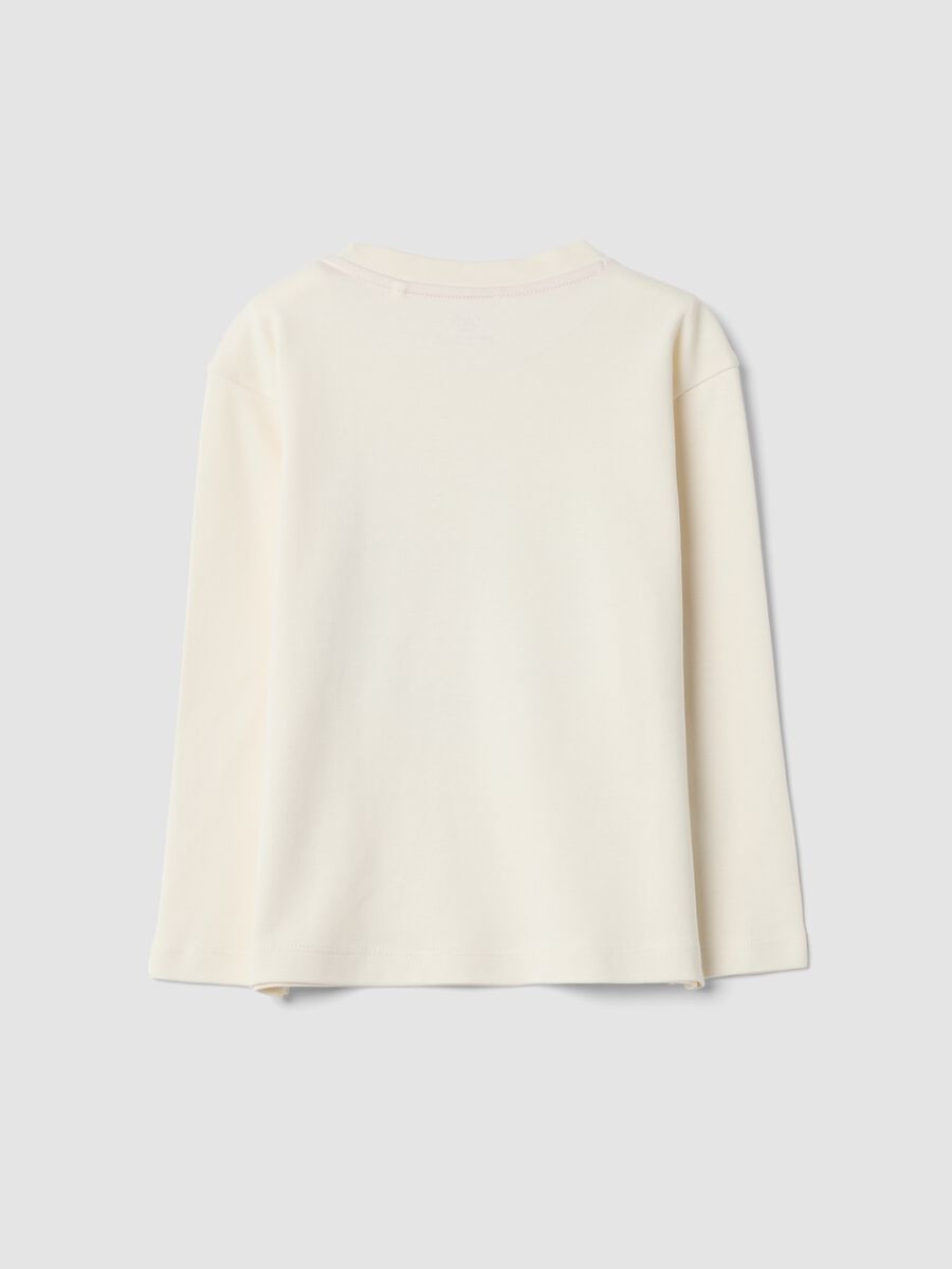 White pure cotton crew-neck T-shirt with wolf print, oversized fit_1