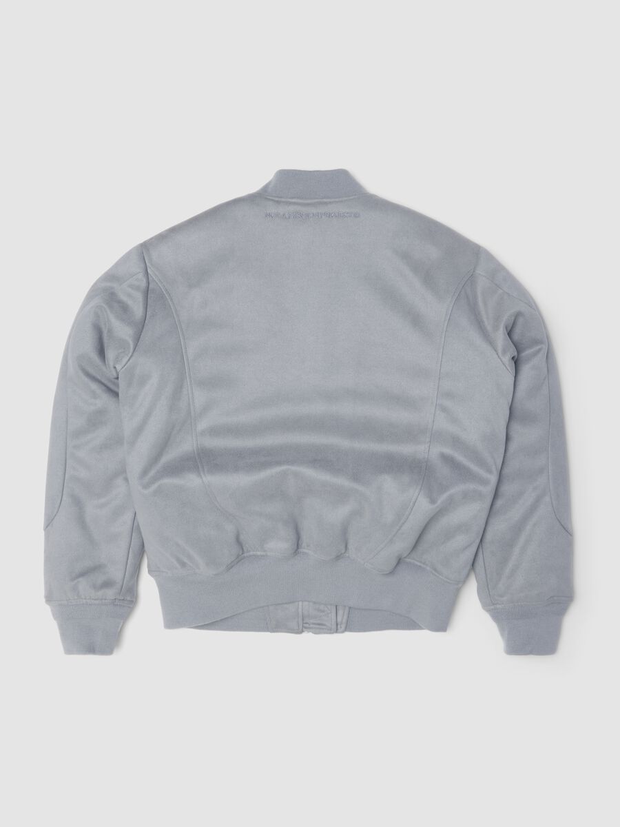 Faux Suede Bomber Jacket Light Grey_5