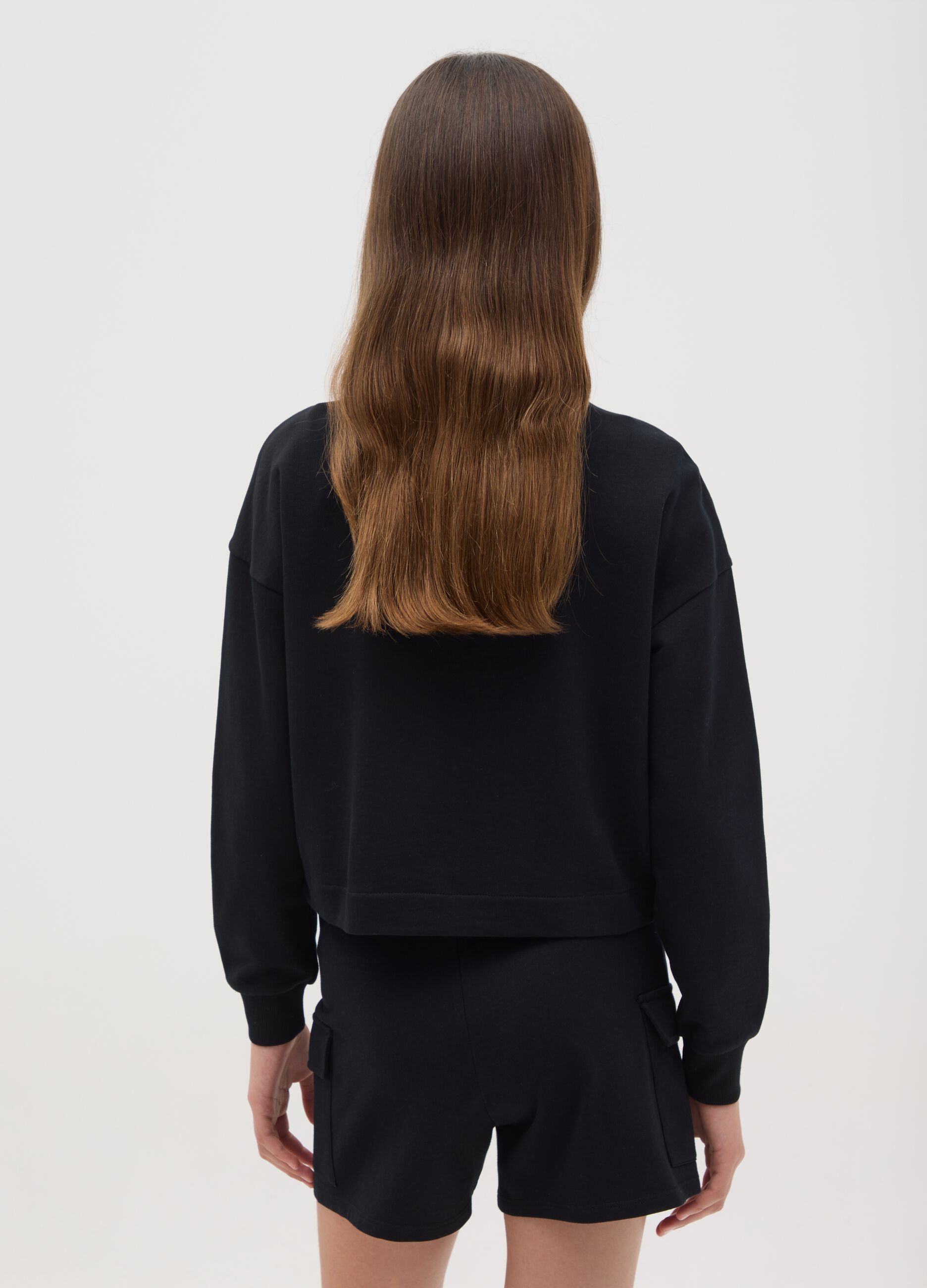 Cropped sweatshirt with foil print