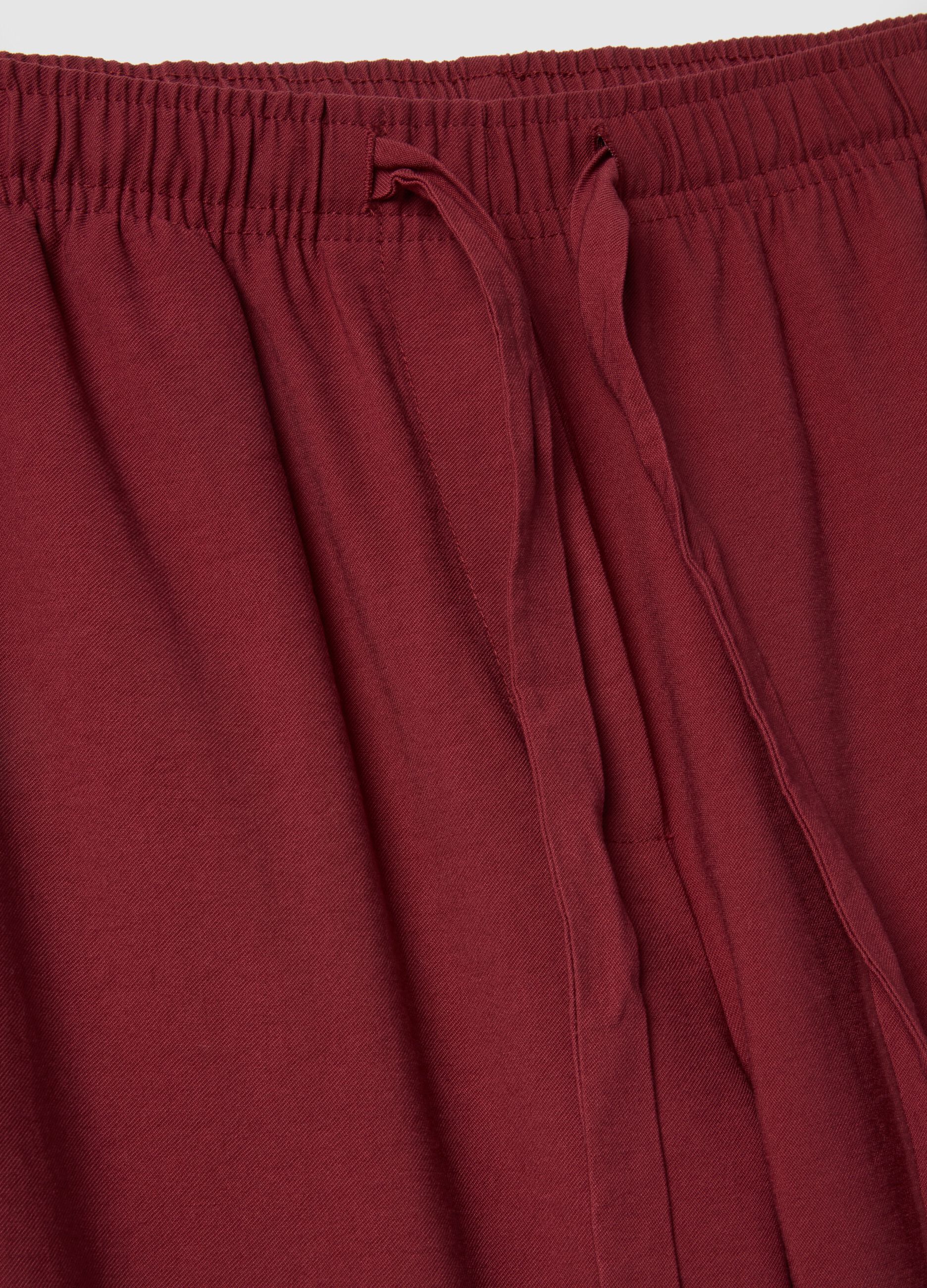 Wide Red Trousers in Viscose Blend