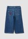 Jeans blu chiaro wide leg in cotone elasticizzato con ricami Minnie_1