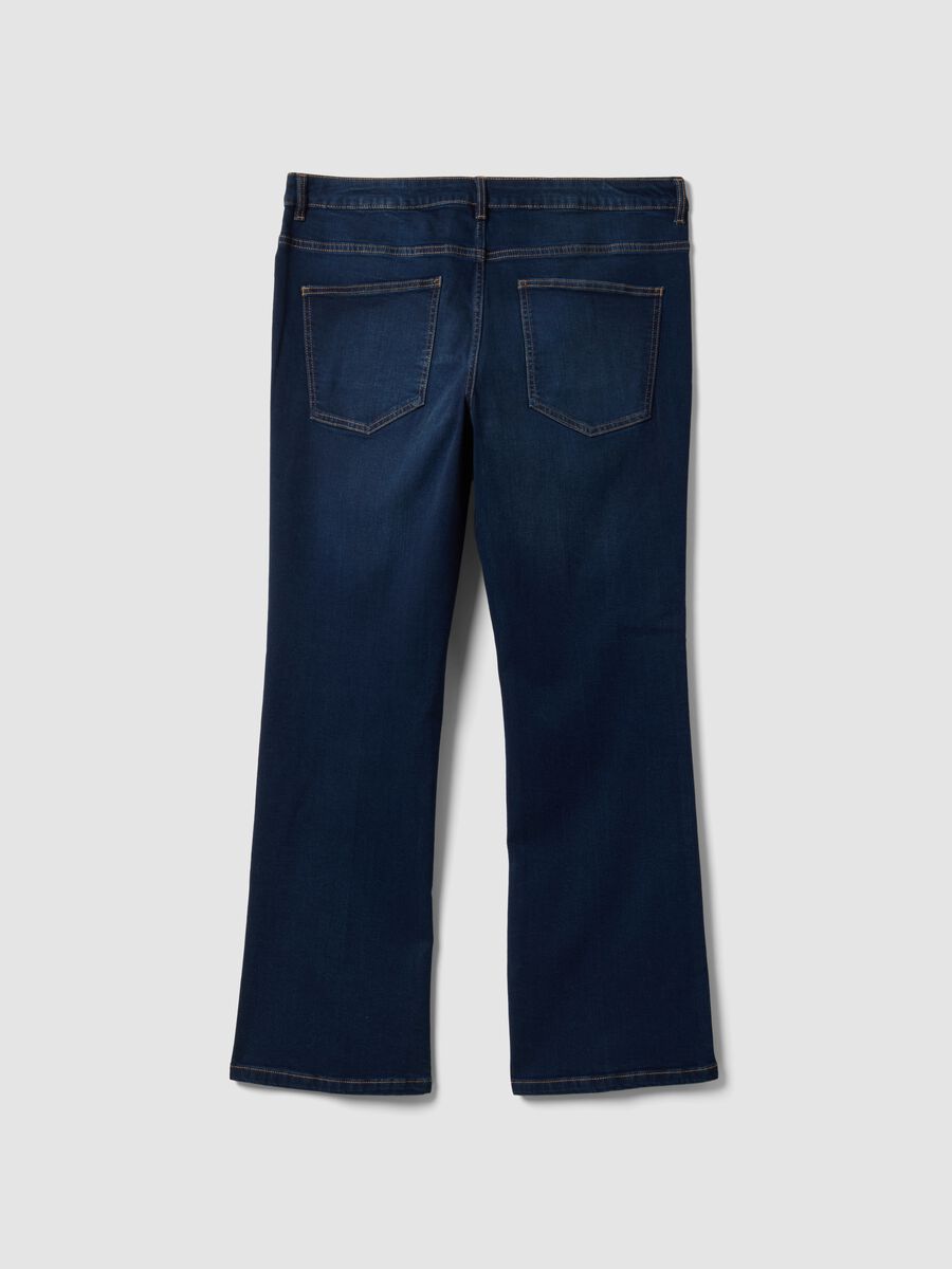 Blue stretch-cotton denim bootcut jeans_6