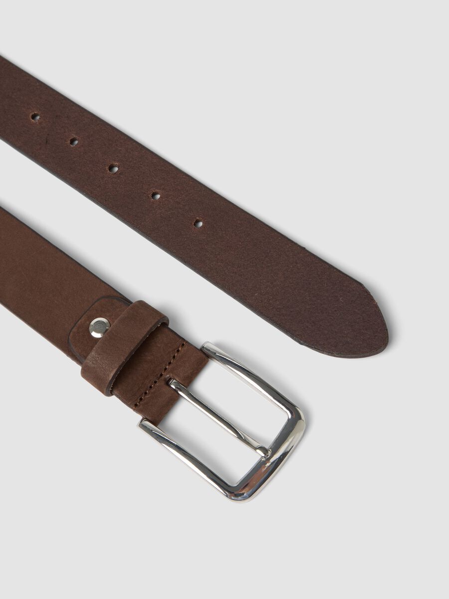 Men&rsquo;s brown genuine leather belt with metal buckle_1