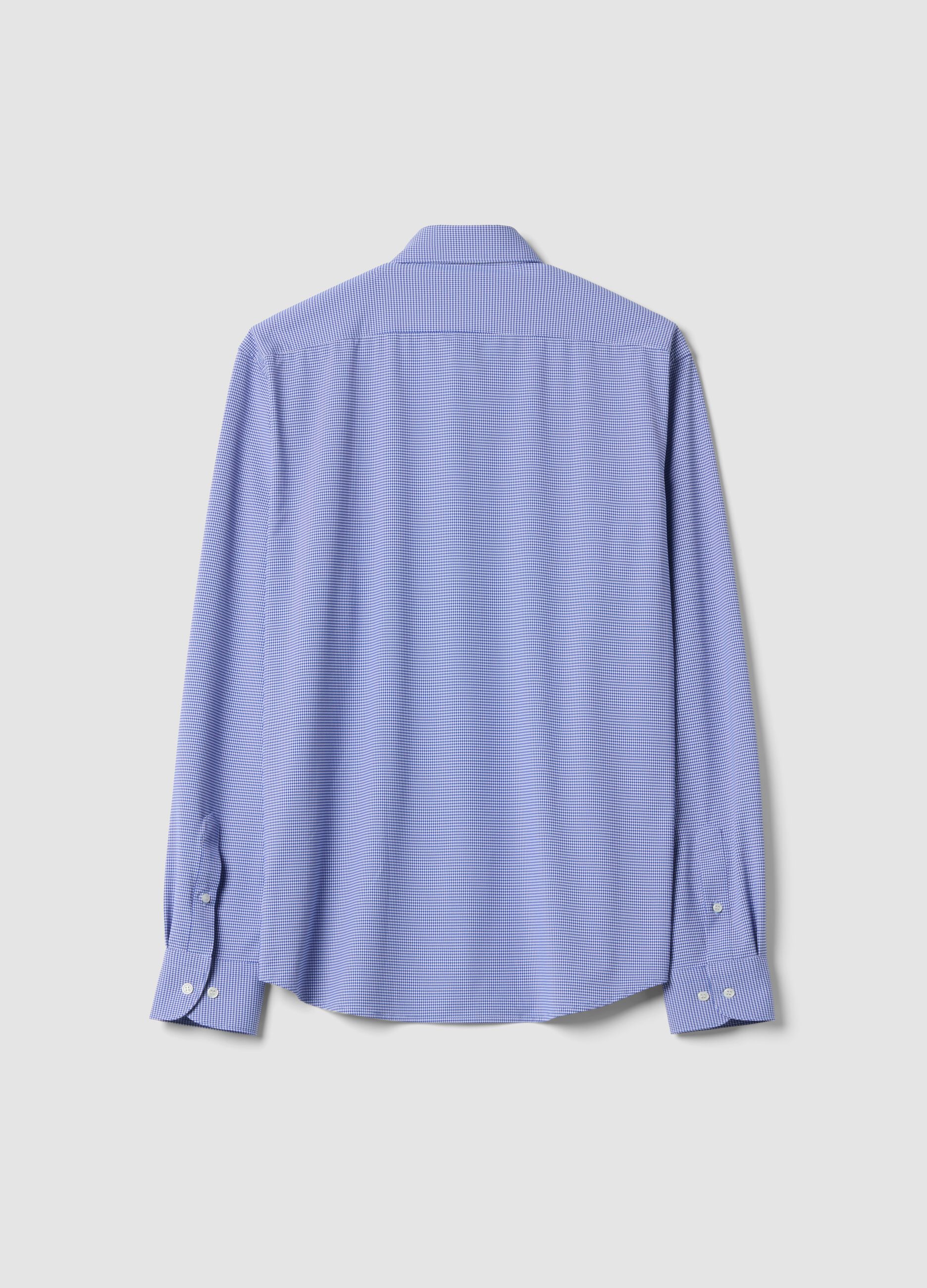 Camicia traspirante blu slim fit in tessuto elasticizzato 4 Way