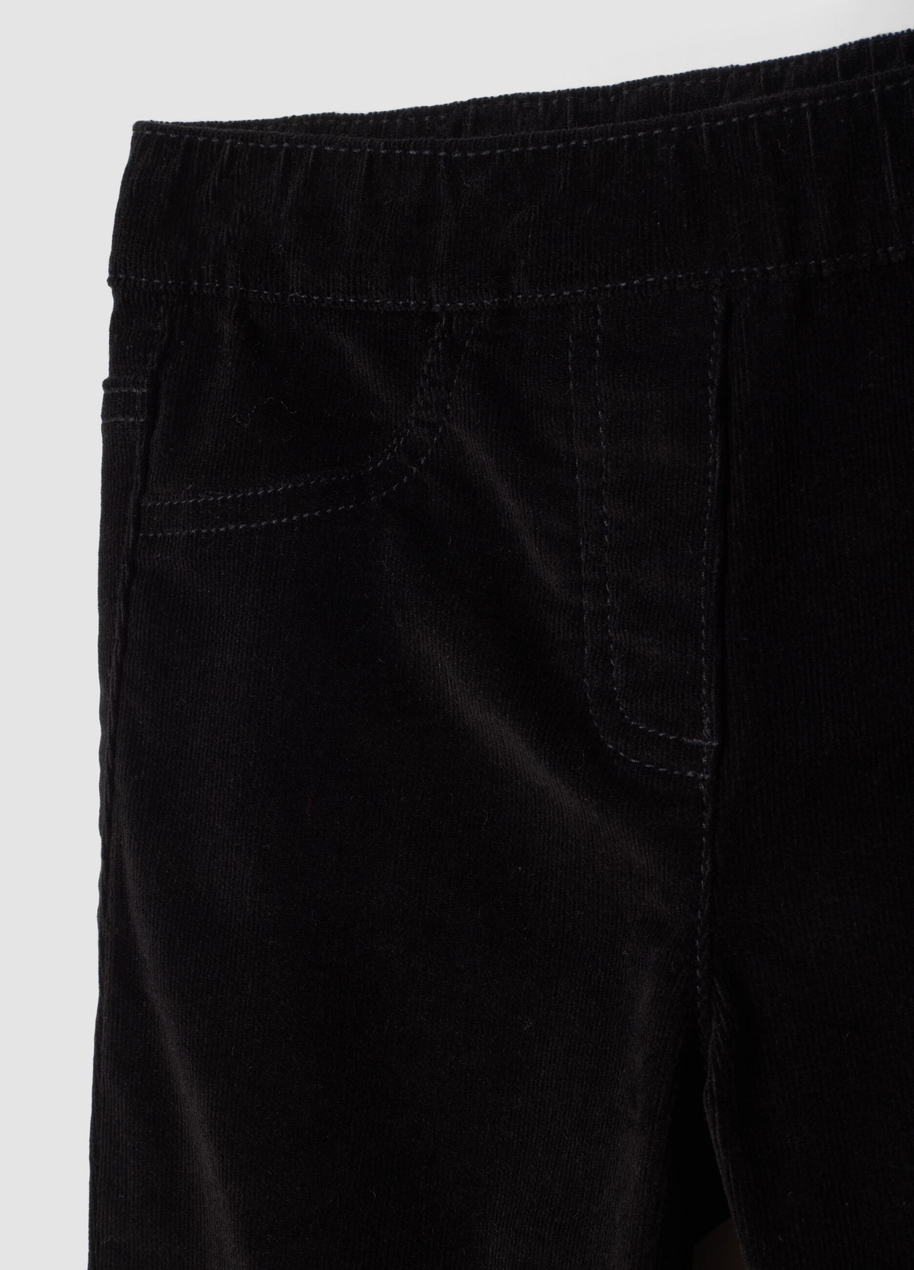 Black cotton-stretch flare treggings