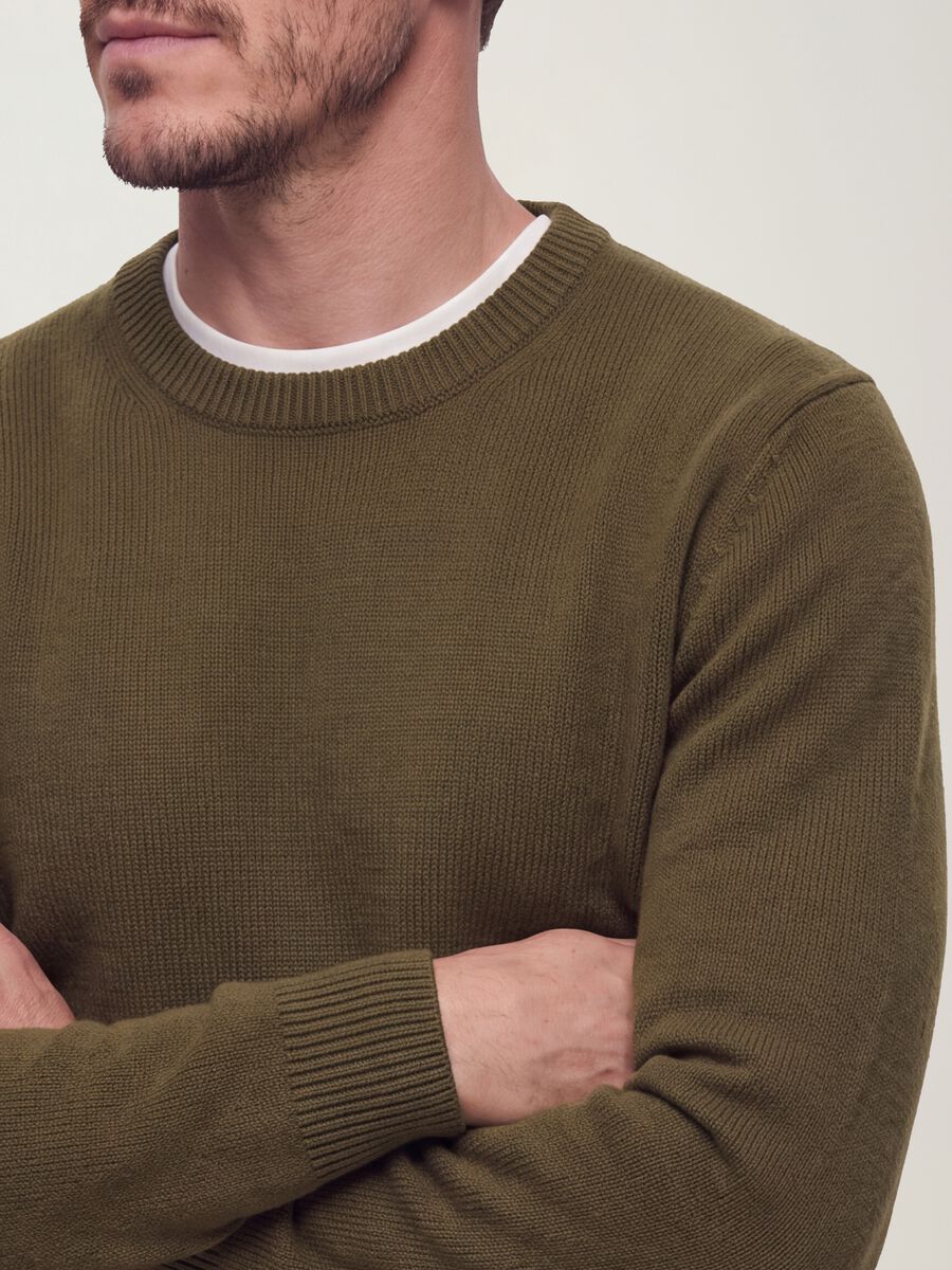 Maglia verde girocollo in jersey knit regular fit_2