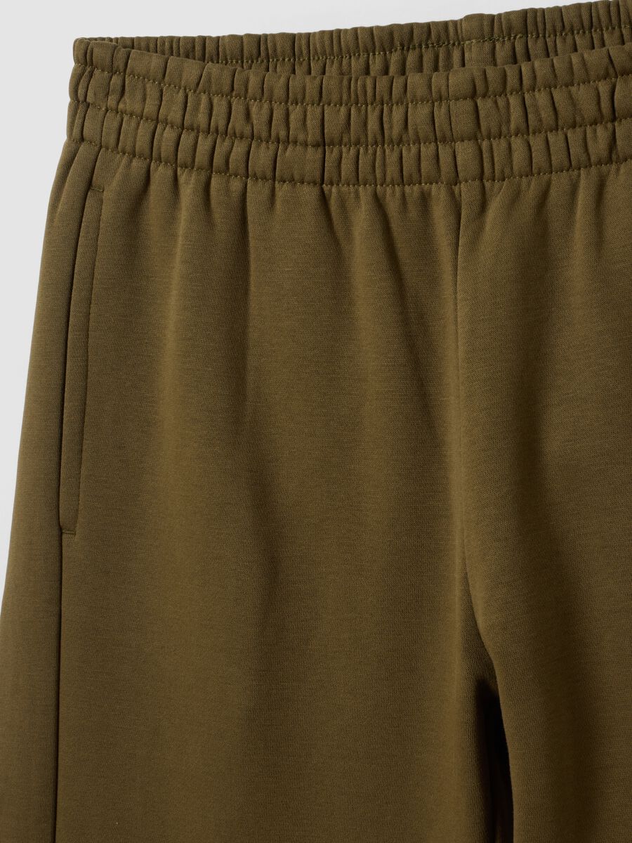 Green cotton-blend straight-fit joggers_1