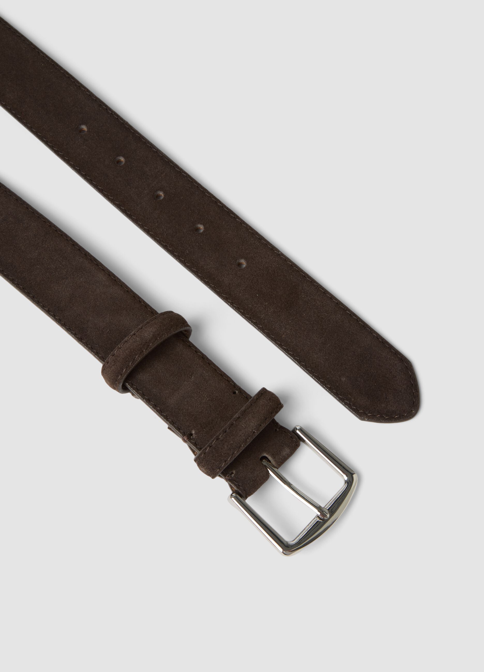 Brown genuine suede leather belt