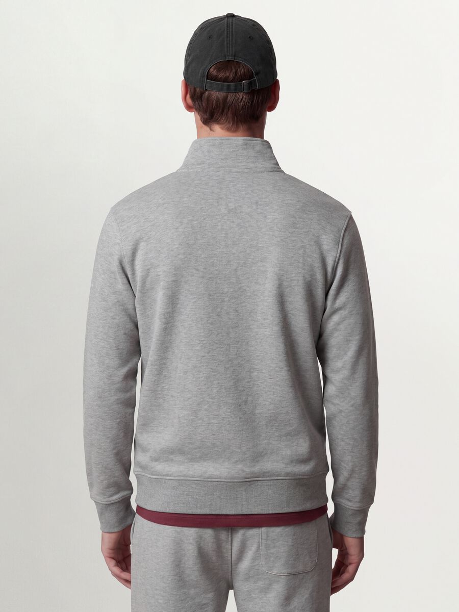 Grey cotton-blend sweatshirt with crew neck and zip, regular fit_3