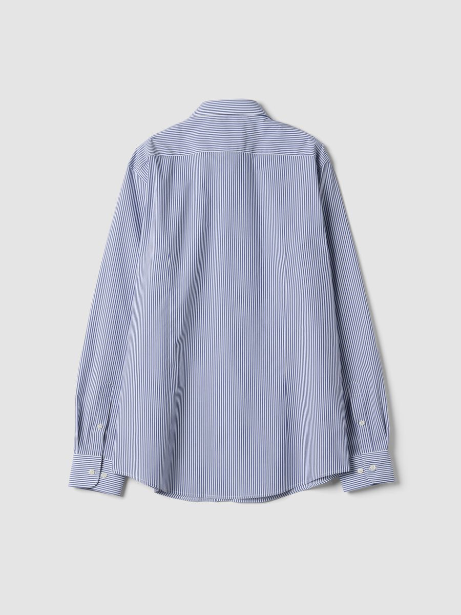 Blue striped lyocell-blend shirt with French collar, easy iron_2