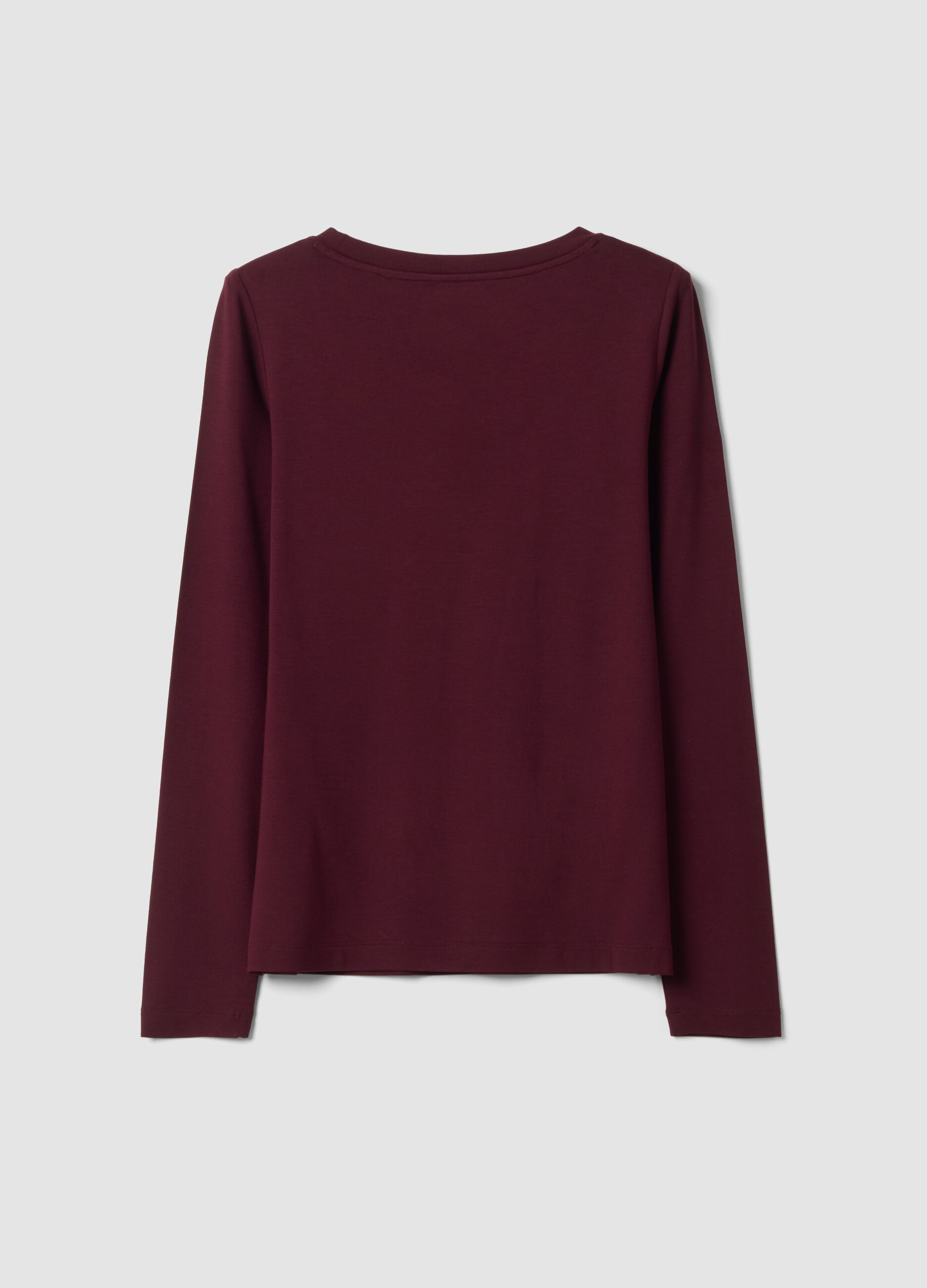 Purple stretch viscose slim-fit crew-neck T-shirt