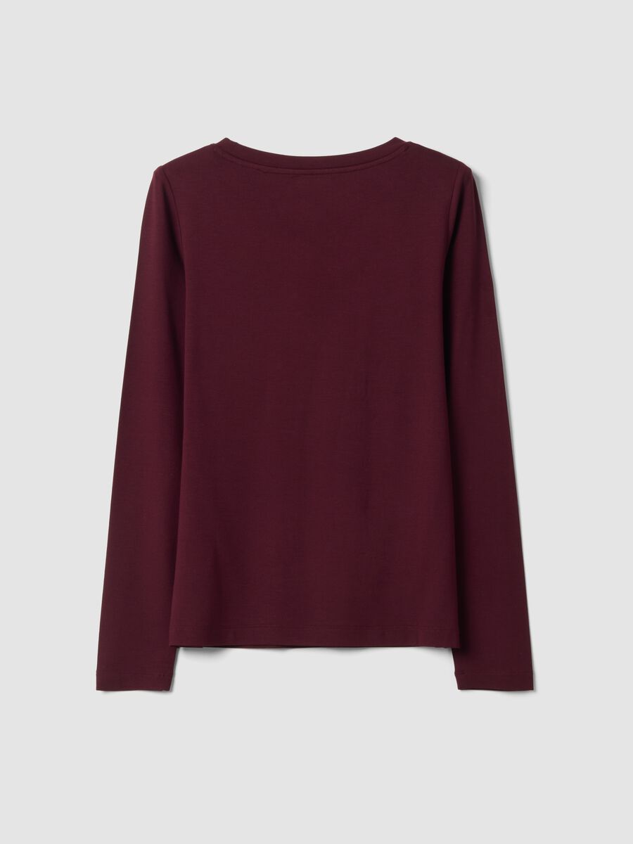 Purple stretch viscose slim-fit crew-neck T-shirt_6