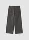 Grey wide-leg pure cotton jeans with rhinestones_2