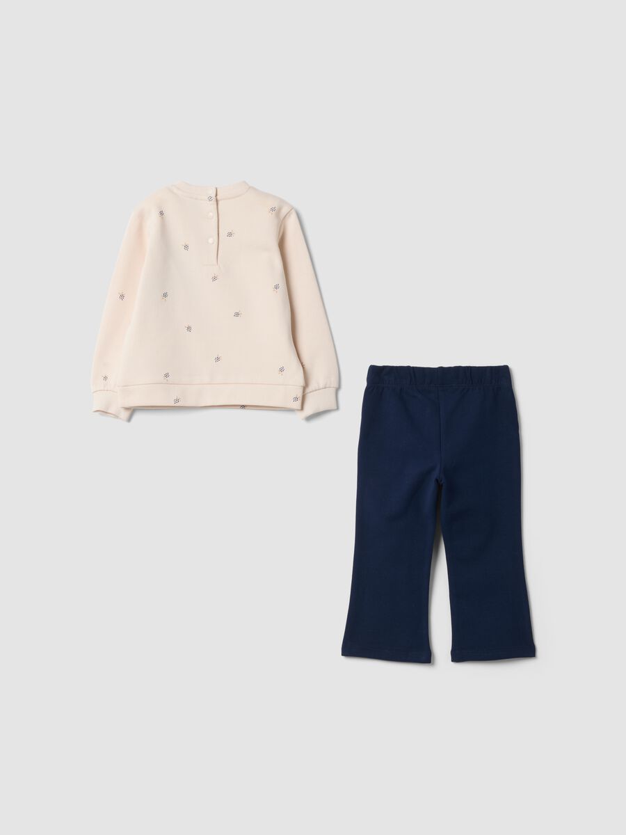 Beige pure cotton set with crew neck_1