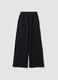 بنطال أسود بقصة مستقيمة من فليس بمزيج قطن_0