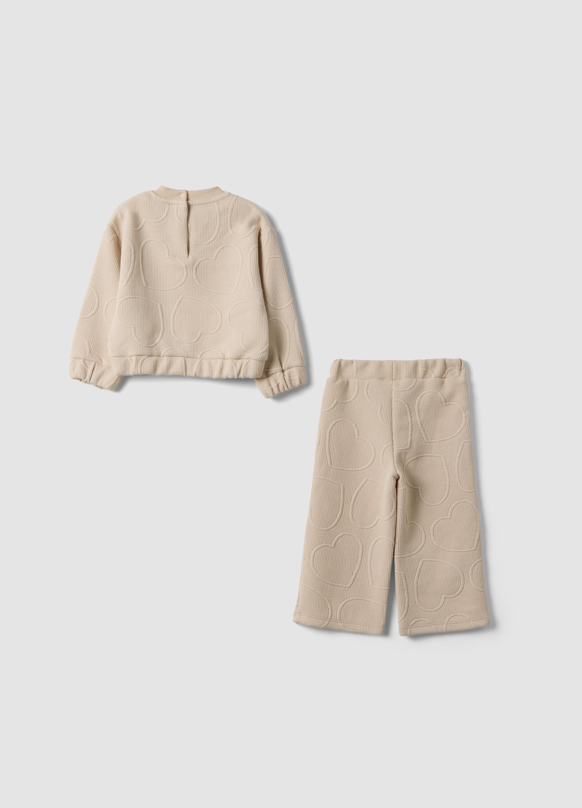 Completo beige girocollo in viscosa elasticizzata over fit