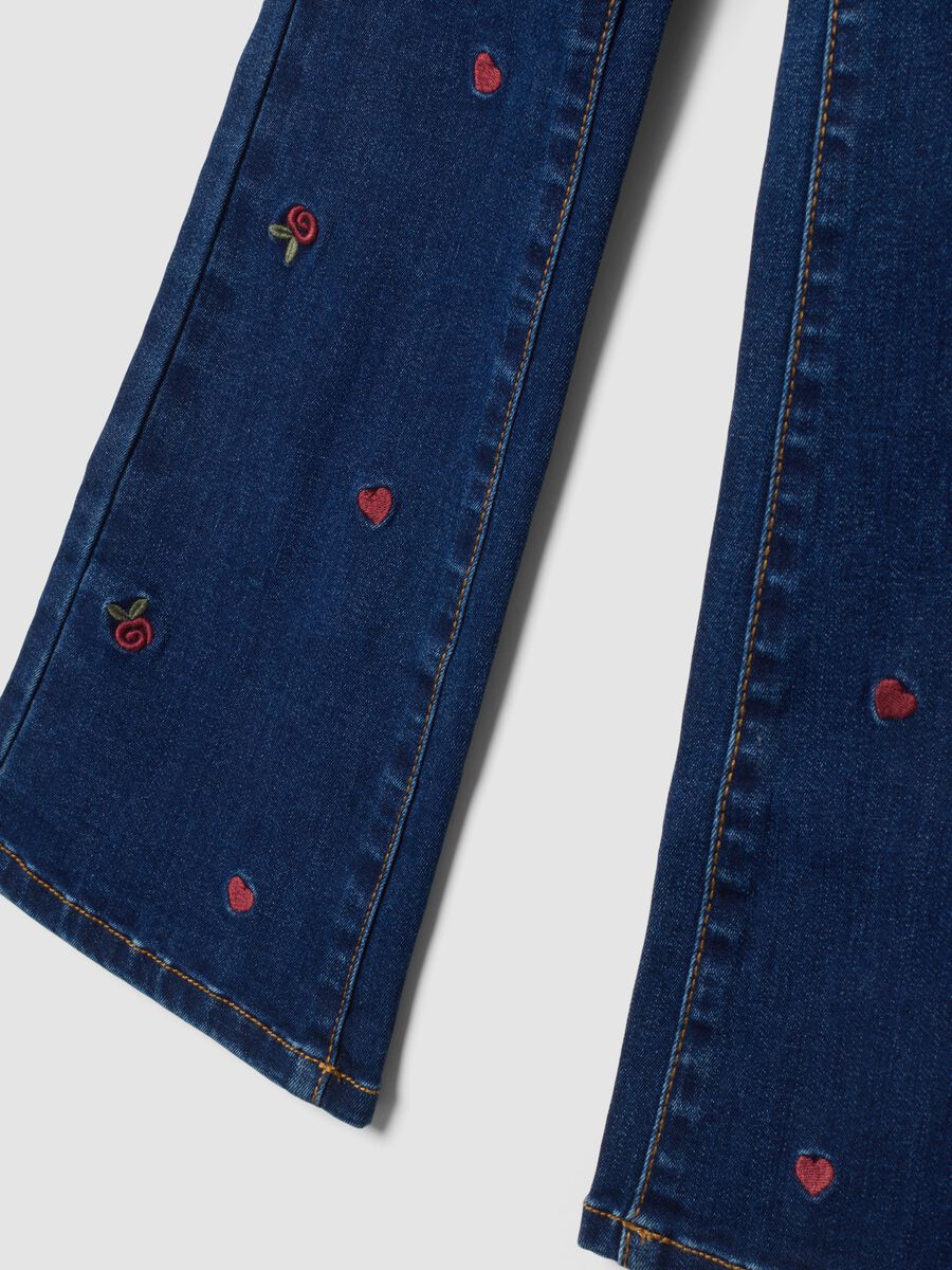 Blue flared cotton and stretch viscose jeggings_3