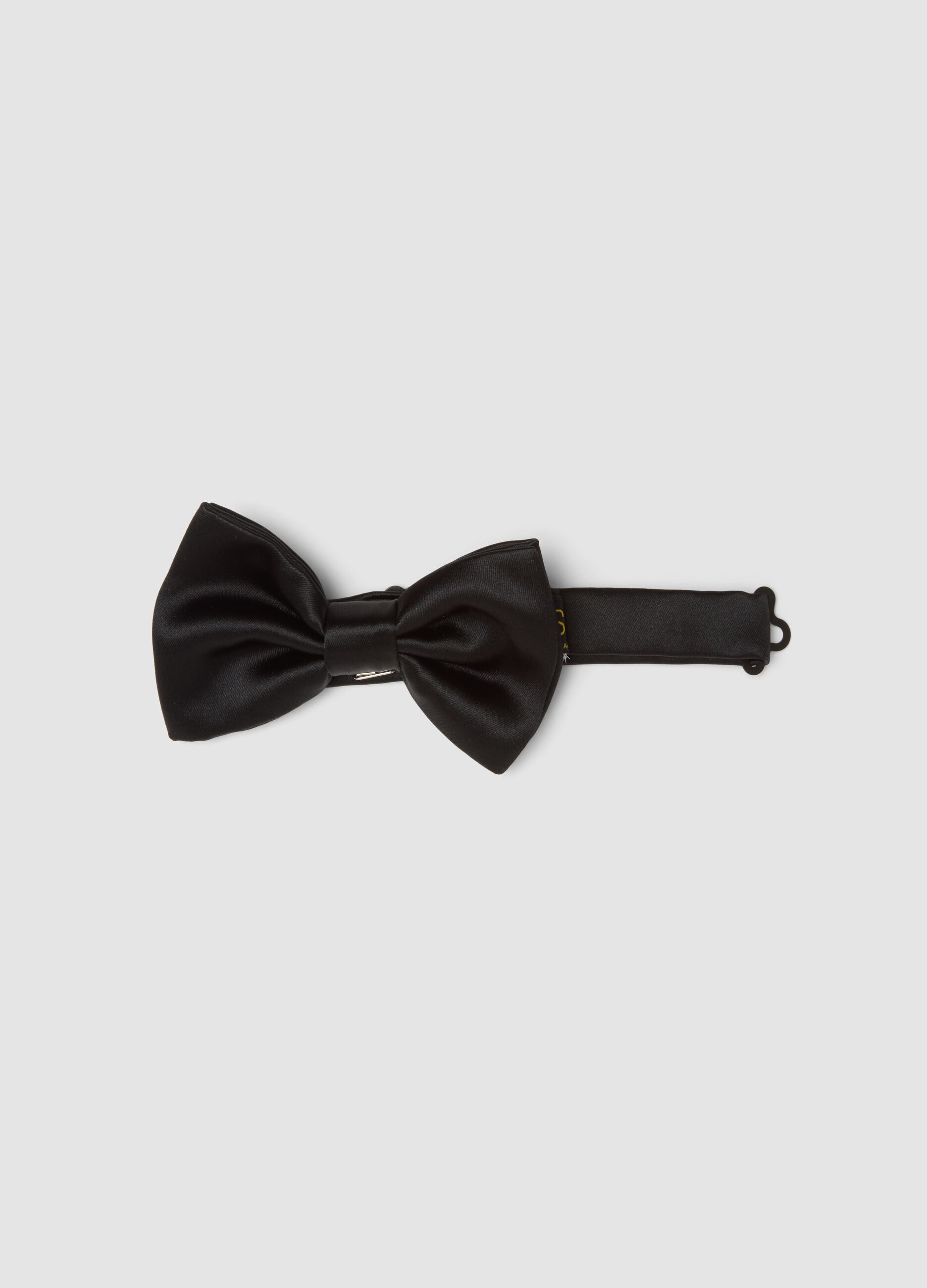 Black satin bow tie with adjustable hook