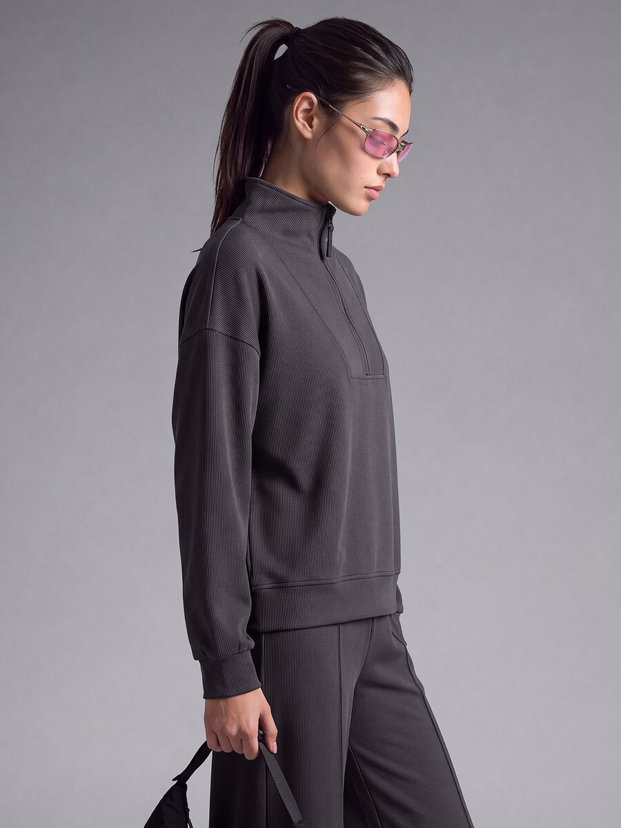 Grey stretch modal crew-neck sweatshirt ALTAVIA STUDIO_0