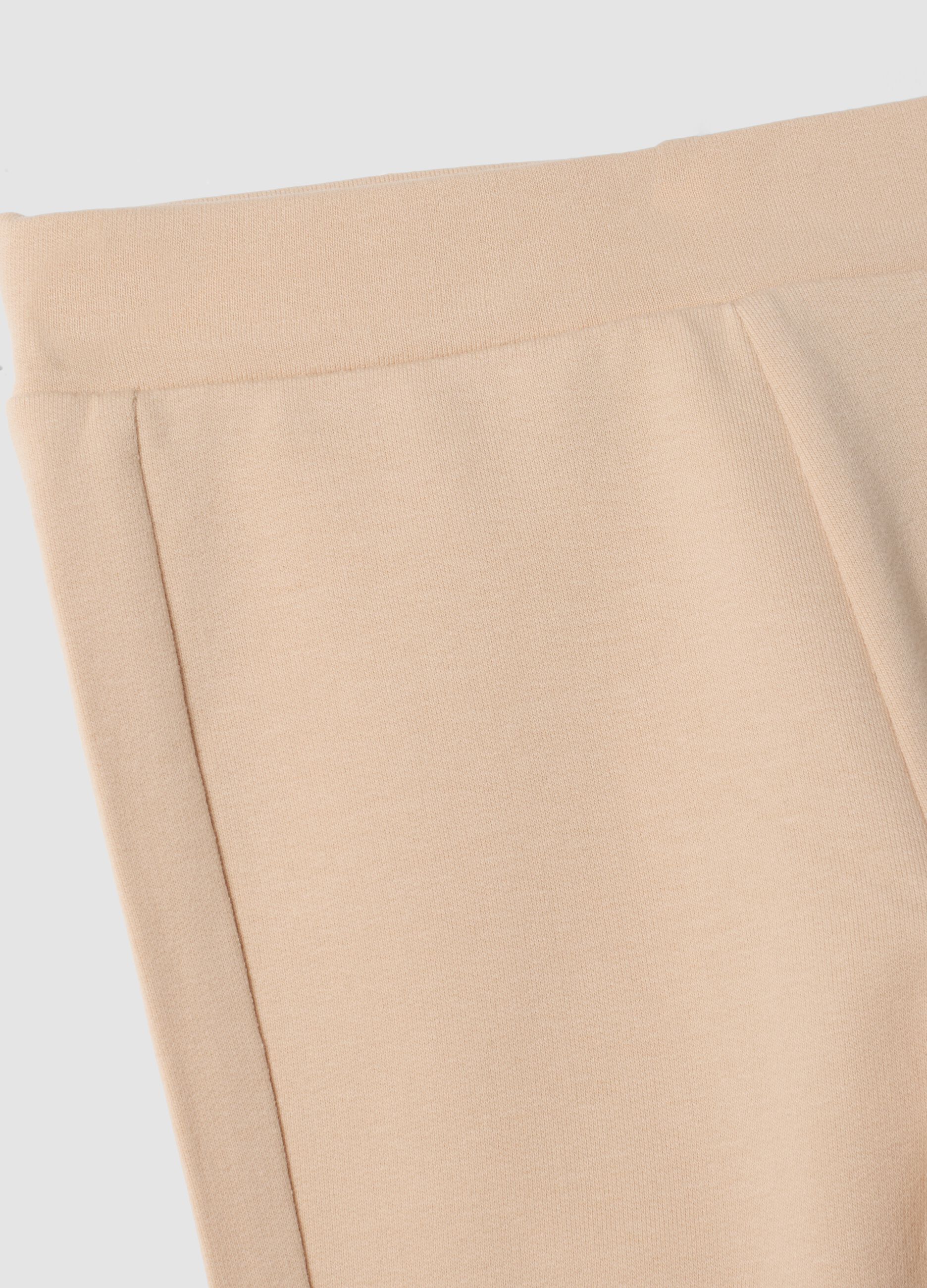 Beige organic stretch-cotton flared leggings