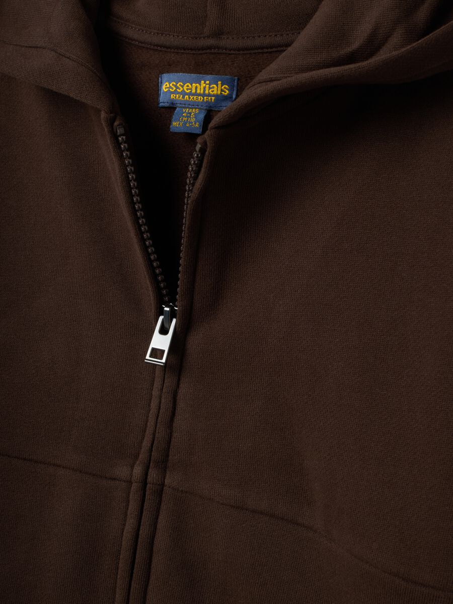 Brown organic cotton hoodie with crew neck_2