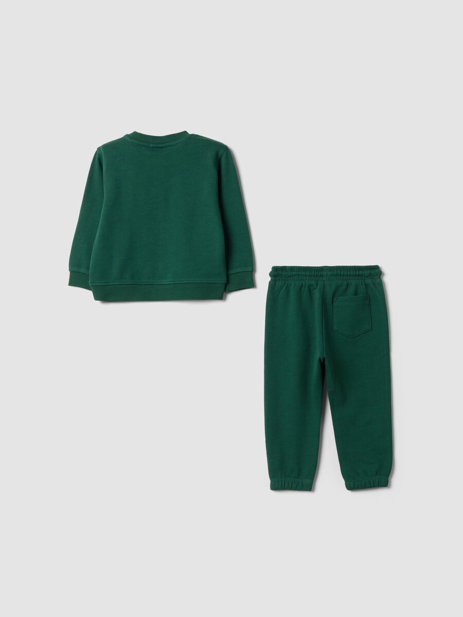 Green pure cotton crew-neck jogger set for baby boy_1