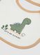 2-pack beige dinosaur print bibs in pure organic cotton_2