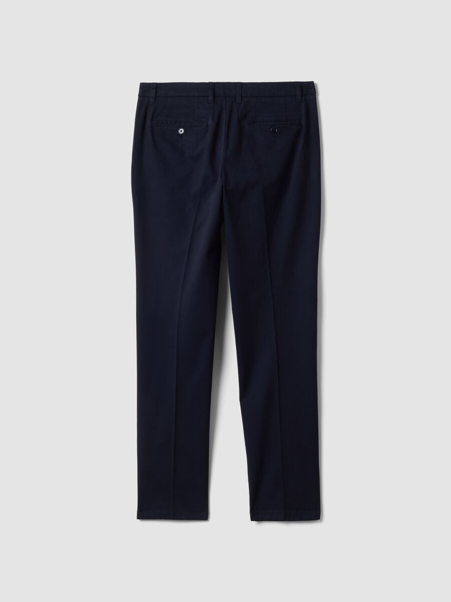 Pantaloni chino blu in twill di cotone elasticizzato slim fit_7