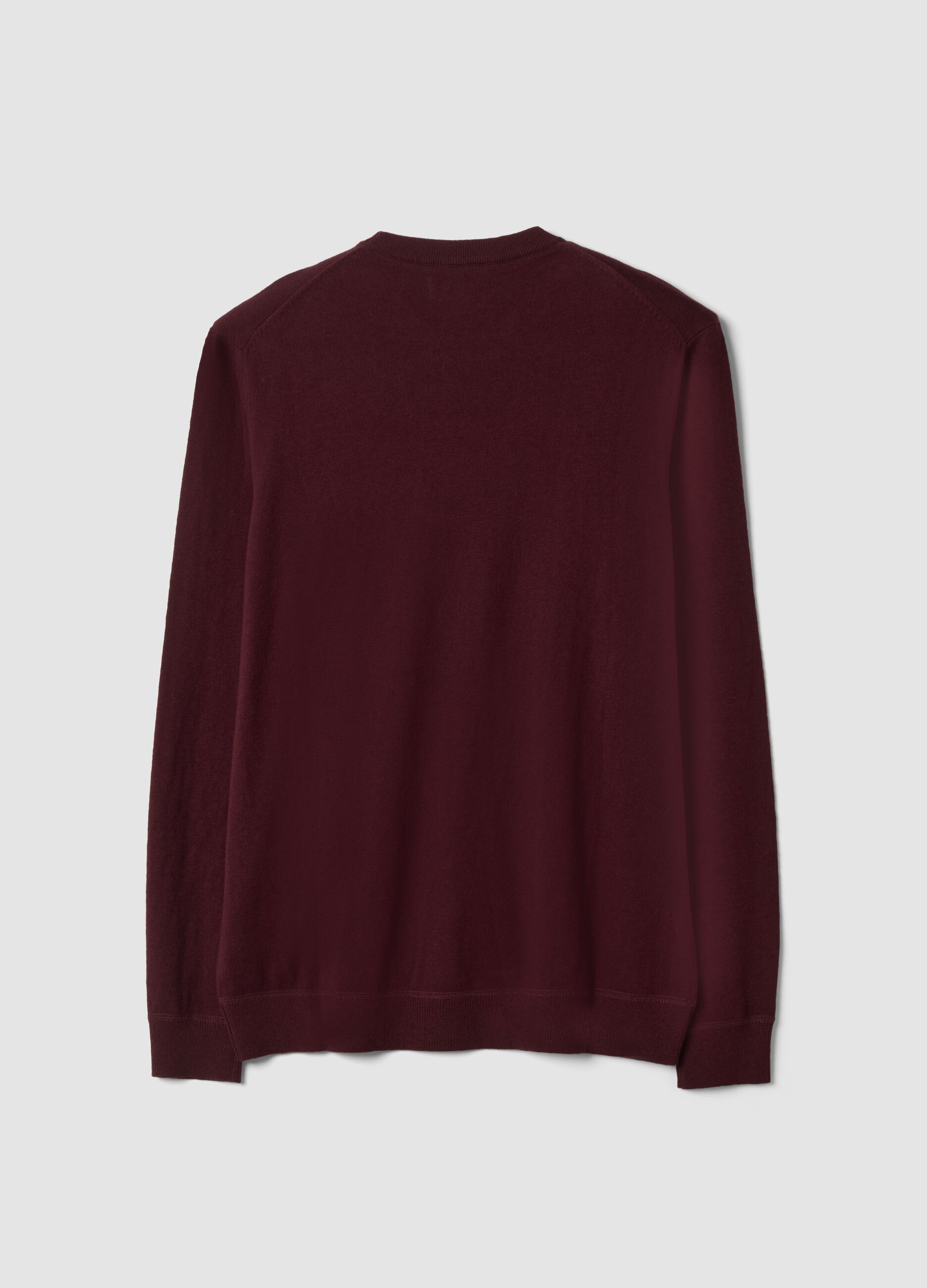 Red cotton and cashmere-blend crew-neck jumper